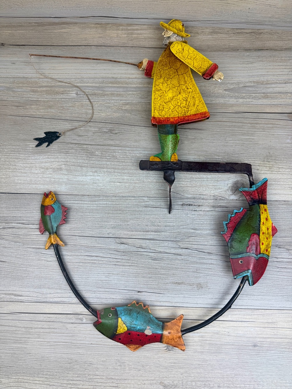 Vintage Kinetic Action & Motion Balance Fisherman Figurine No Base